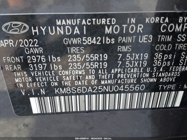 2022 HYUNDAI SANTA FE PLUG-IN HYBRID KM8S6DA25NU045560 Photo 8