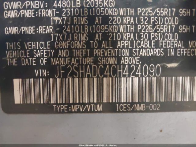 2012 SUBARU FORESTER JF2SHADC4CH424090 Photo 8