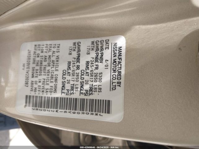 2001 INFINITI QX4 JNRDR09Y61W220287 Photo 8