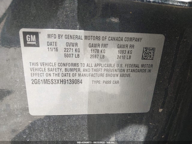 2G61M5S3XH9139084 Cadillac lfx - sidi: spark ignited direct injection, vvt: variable valve timing, e85 max, alum