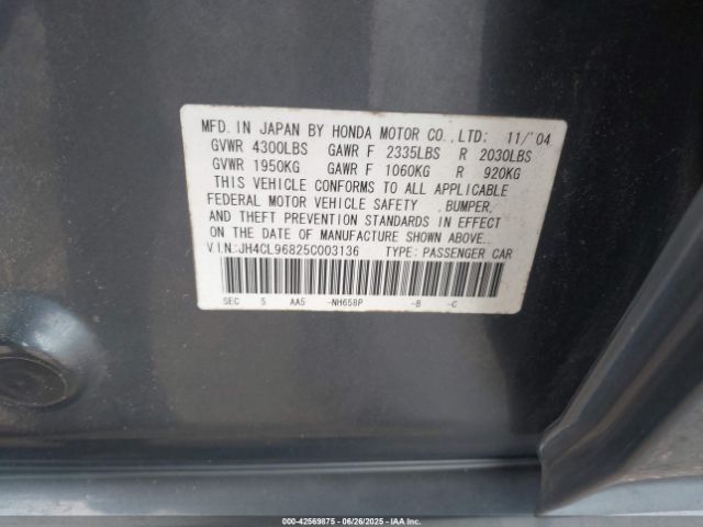 2005 ACURA TSX JH4CL96825C003136 Photo 8