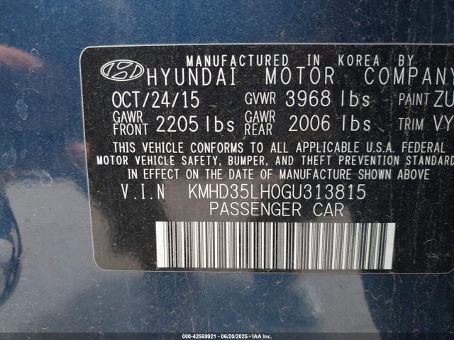 KMHD35LH0GU313815 Hyundai dohc gdi nu