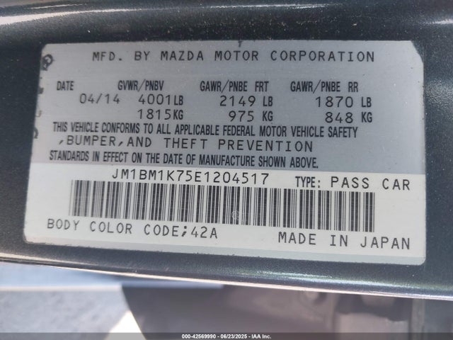 JM1BM1K75E1204517 Mazda pe