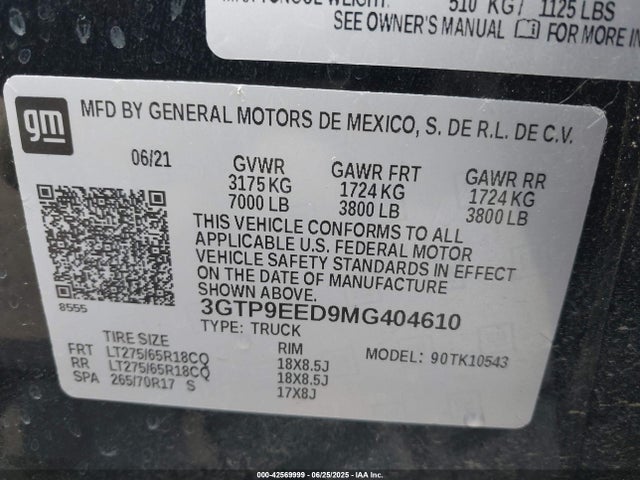 3GTP9EED9MG404610 GMC l84 - di, alum, gen 5, var 2