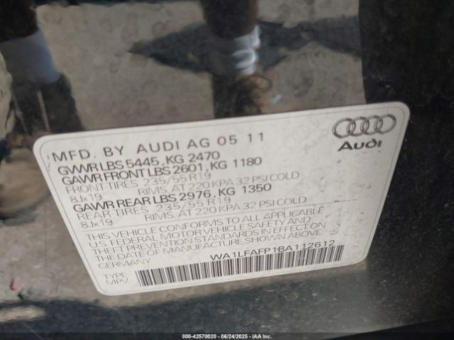 2011 AUDI Q5 WA1LFAFP1BA112612 Photo 8
