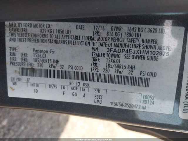 2017 FORD FIESTA 3FADP4EJXHM102975 Photo 8