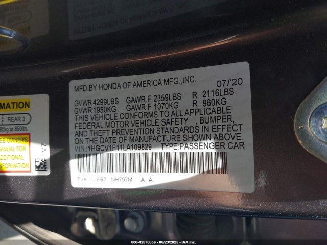 1HGCV1F11LA109829 Honda l15be