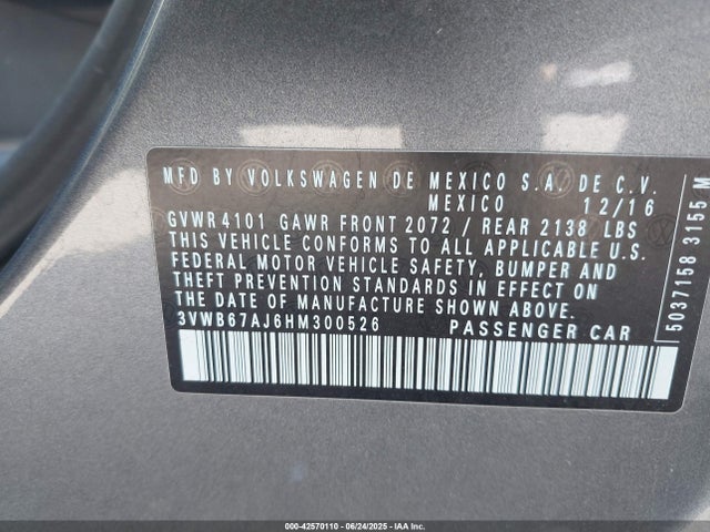 3VWB67AJ6HM300526 Volkswagen 1.4 tsi