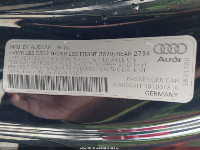 2011 AUDI S5 WAUCGAFH5BN005810 Photo 8