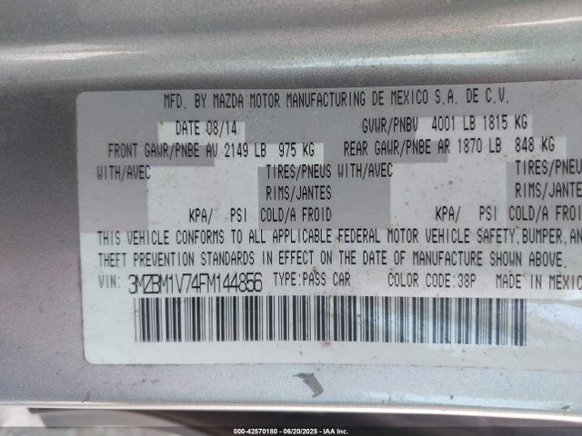 3MZBM1V74FM144856 Mazda pe