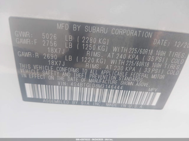 4S4BTGLD8M3146444 Subaru 2021