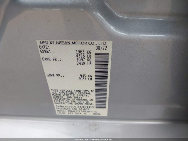 1N4BL4CV9PN300105 Nissan Altima