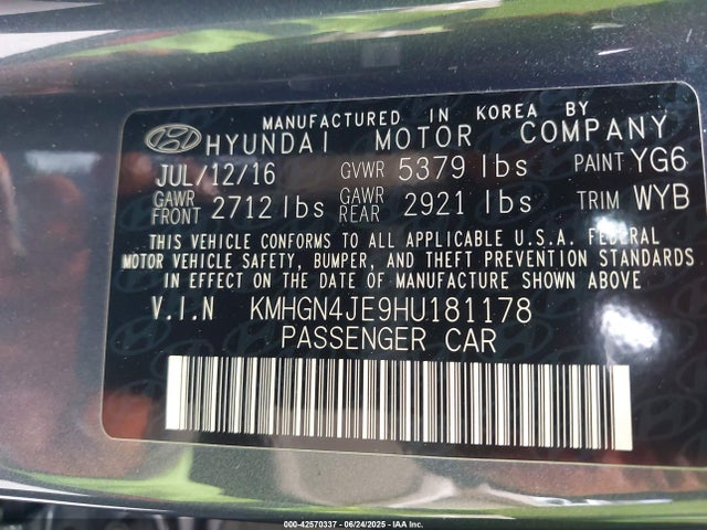 KMHGN4JE9HU181178 Genesis G80