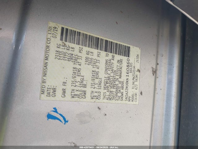 5N1AZ2MJ0KN160860 Nissan 2019