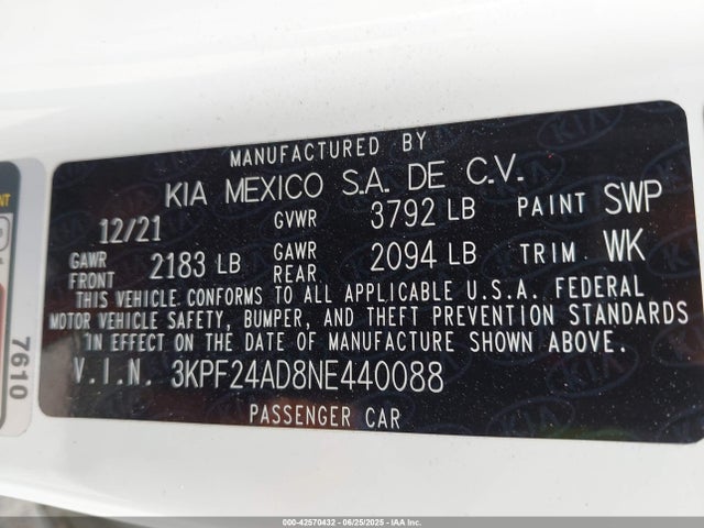 KIA mpi nu 2022 3KPF24AD8NE440088 Image 9