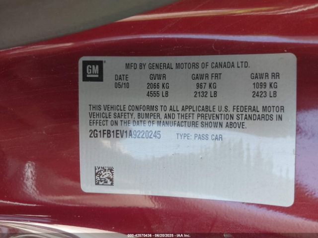 2010 CHEVROLET CAMARO 2G1FB1EV1A9220245 Photo 8