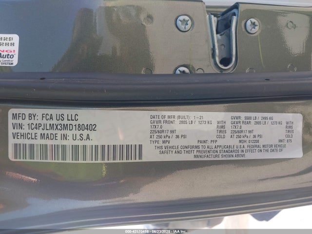Jeep Cherokee 2021 1C4PJLMX3MD180402 Image 9