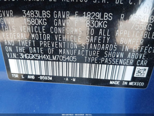3HGGK5H4XLM705405 Honda l15b1