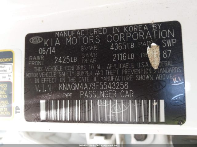 2015 KIA OPTIMA KNAGM4A73F5543258 Photo 8