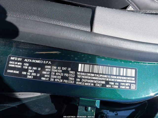 ZASPAKBN1M7D03986 Alfa Romeo Stelvio