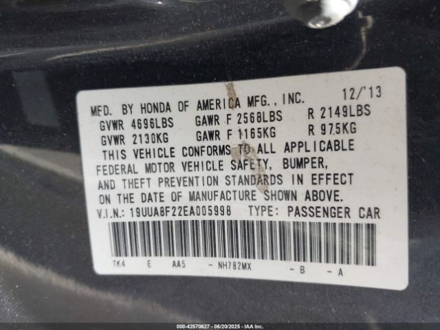 2014 ACURA TL 19UUA8F22EA005998 Photo 8
