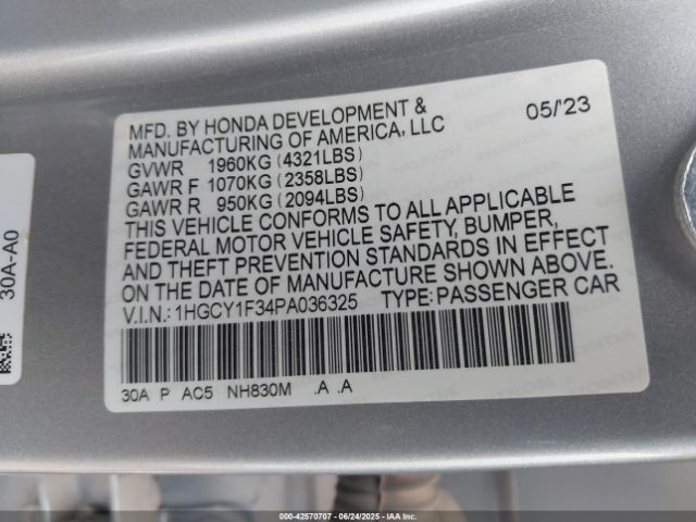 2023 HONDA ACCORD 1HGCY1F34PA036325 Photo 8