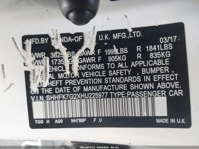 SHHFK7G2XHU225977 Honda l15ba