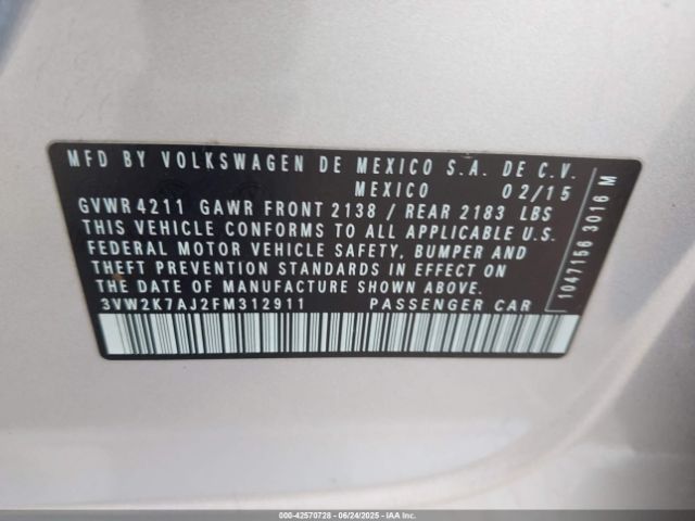 2015 VOLKSWAGEN JETTA 3VW2K7AJ2FM312911 Photo 8