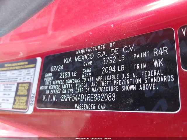 3KPF54AD1RE832083 KIA mpi nu