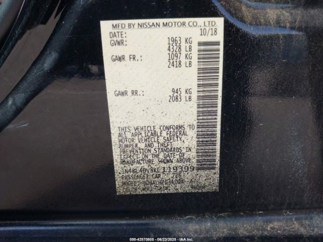 2019 NISSAN ALTIMA 1N4BL4DV8KC119399 Photo 8