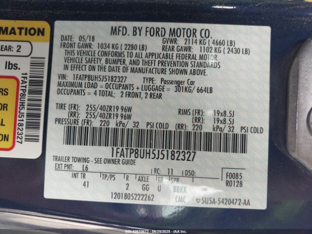 2018 FORD MUSTANG 1FATP8UH5J5182327 Photo 8