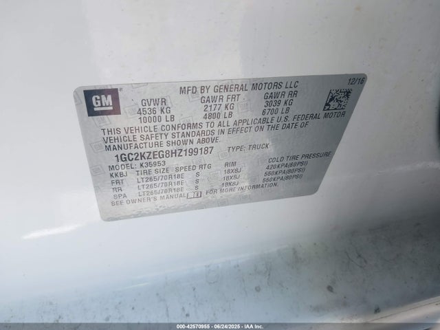 1GC2KZEG8HZ199187 Chevrolet l96 - e85 max, iron