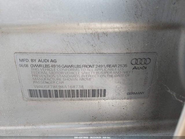 2008 AUDI A4 WAUSF78E98A168738 Photo 8