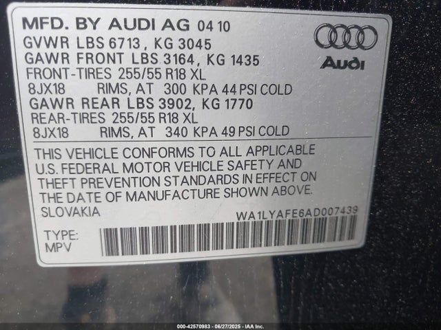2010 AUDI Q7 WA1LYAFE6AD007439 Photo 8