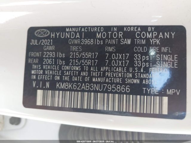 2022 HYUNDAI KONA KM8K62AB3NU795866 Photo 8
