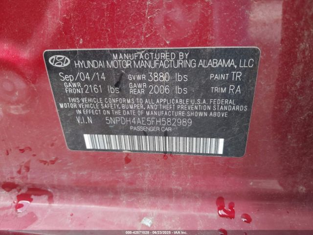 5NPDH4AE5FH582989 Hyundai dohc mpi nu