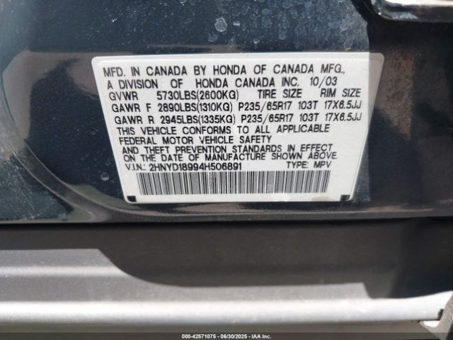 2004 ACURA MDX 2HNYD18994H506891 Photo 8