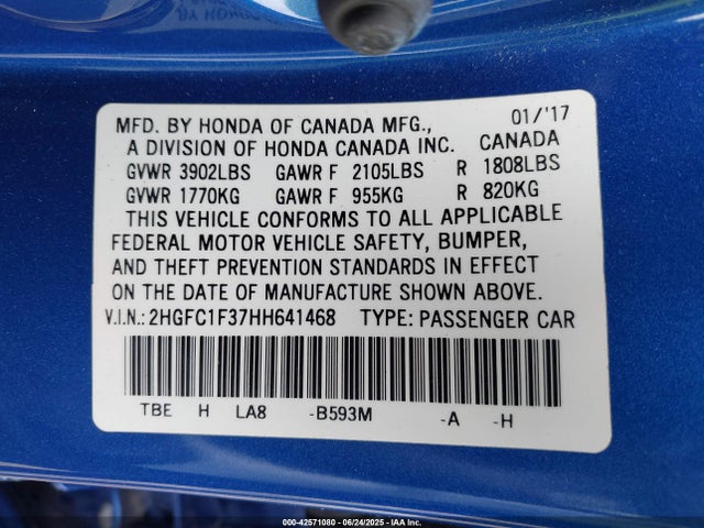 2HGFC1F37HH641468 Honda l15b7