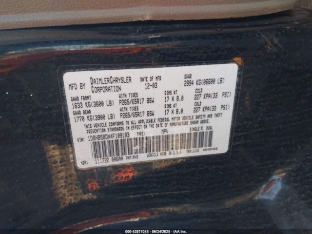2004 DODGE DURANGO 1D8HB58DX4F109183 Photo 8