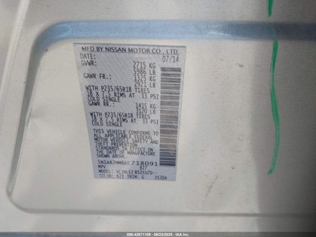 2014 NISSAN PATHFINDER 5N1AR2MM6EC718091 Photo 8