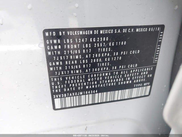 Volkswagen Tiguan 2018 3VV3B7AX0JM164344 Image 9