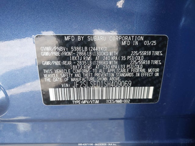 Subaru na 2025 JF2SLSED1SH409069 Image 9