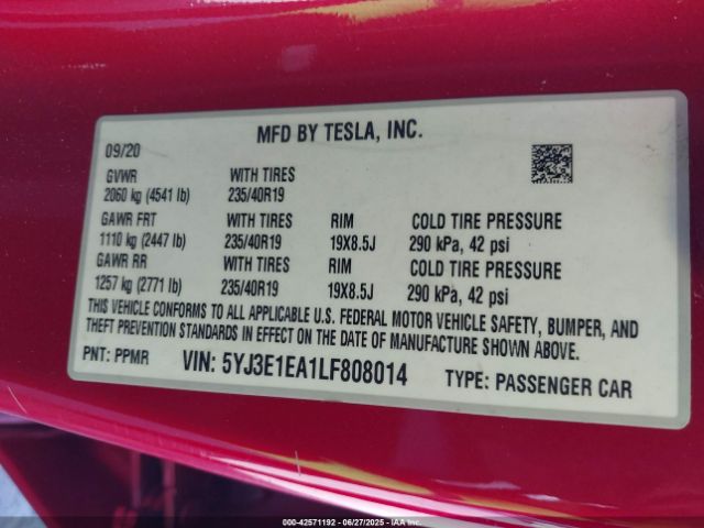 2020 TESLA MODEL 3 5YJ3E1EA1LF808014 Photo 8