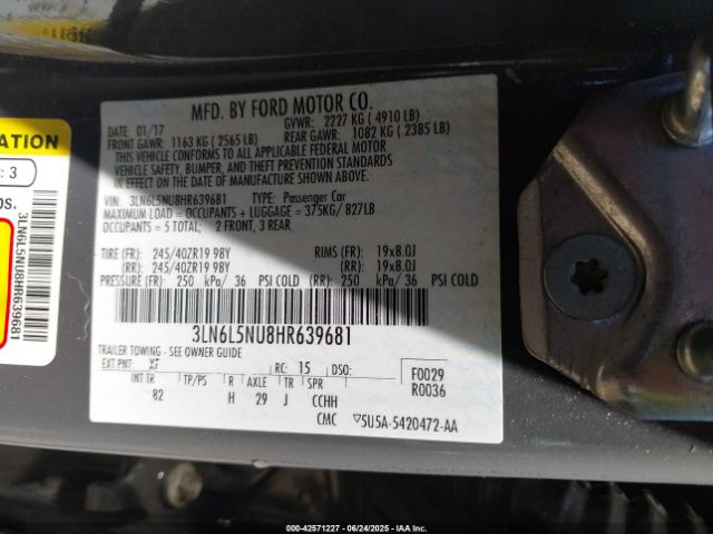 2017 LINCOLN MKZ HYBRID 3LN6L5NU8HR639681 Photo 8