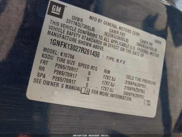 2007 CHEVROLET TAHOE 1GNFK13027R261438 Photo 8