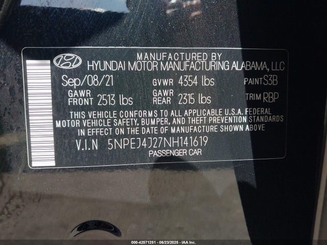 5NPEJ4J27NH141619 Hyundai t-gdi gamma ii