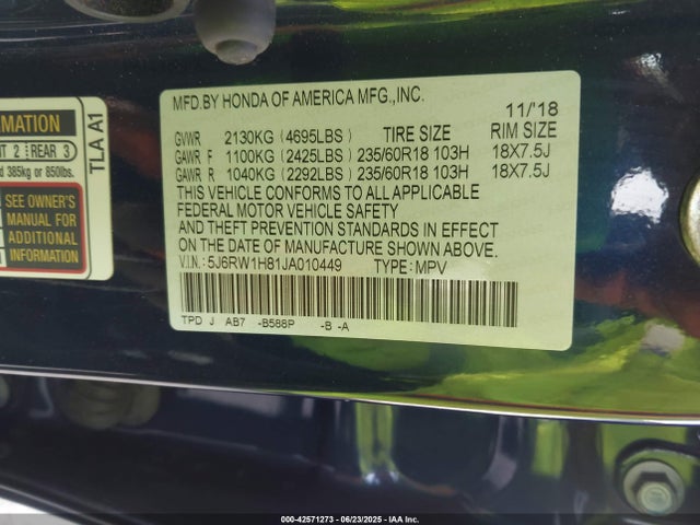 5J6RW1H81JA010449 Honda l15be