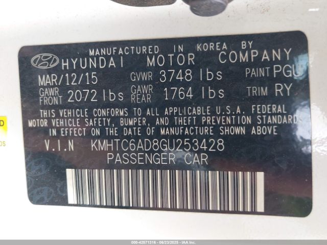 2016 HYUNDAI VELOSTER KMHTC6AD8GU253428 Photo 8