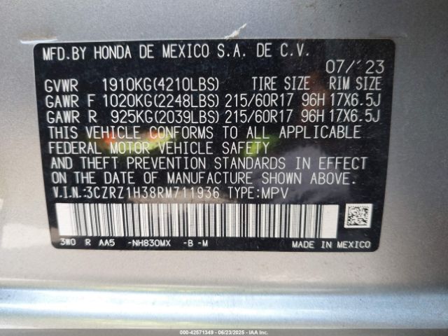 2024 HONDA HR-V 3CZRZ1H38RM711936 Photo 8