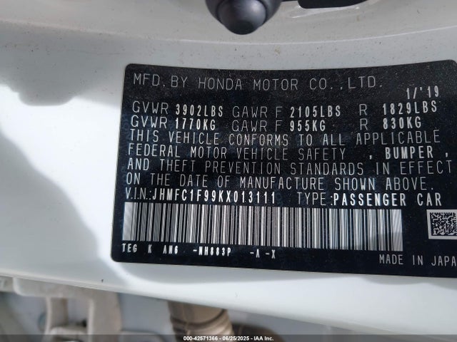 Honda l15b7/l15by 2019 JHMFC1F99KX013111 Image 9